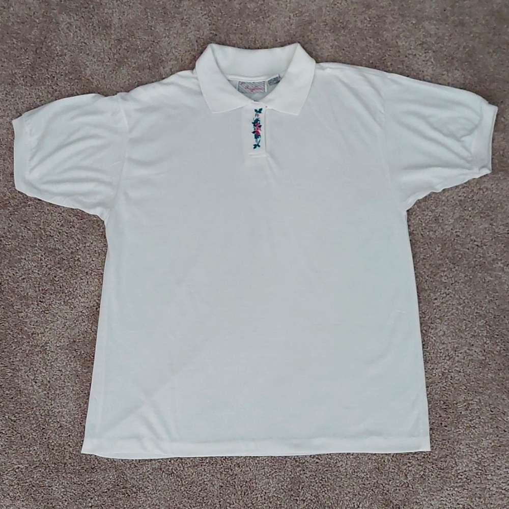 FOR ANYTIME Vintage Women's White Polo Shirt NWOT